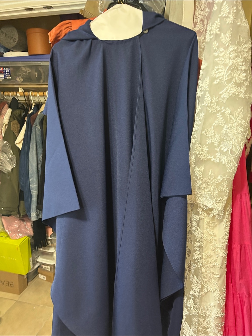 Anthony Richards Navy Draped Cape Coat